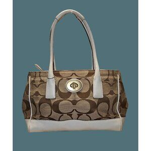 Coach Hampton Madeline Signature Satchel Canvas Y2K Turnlock Shoulder Bag